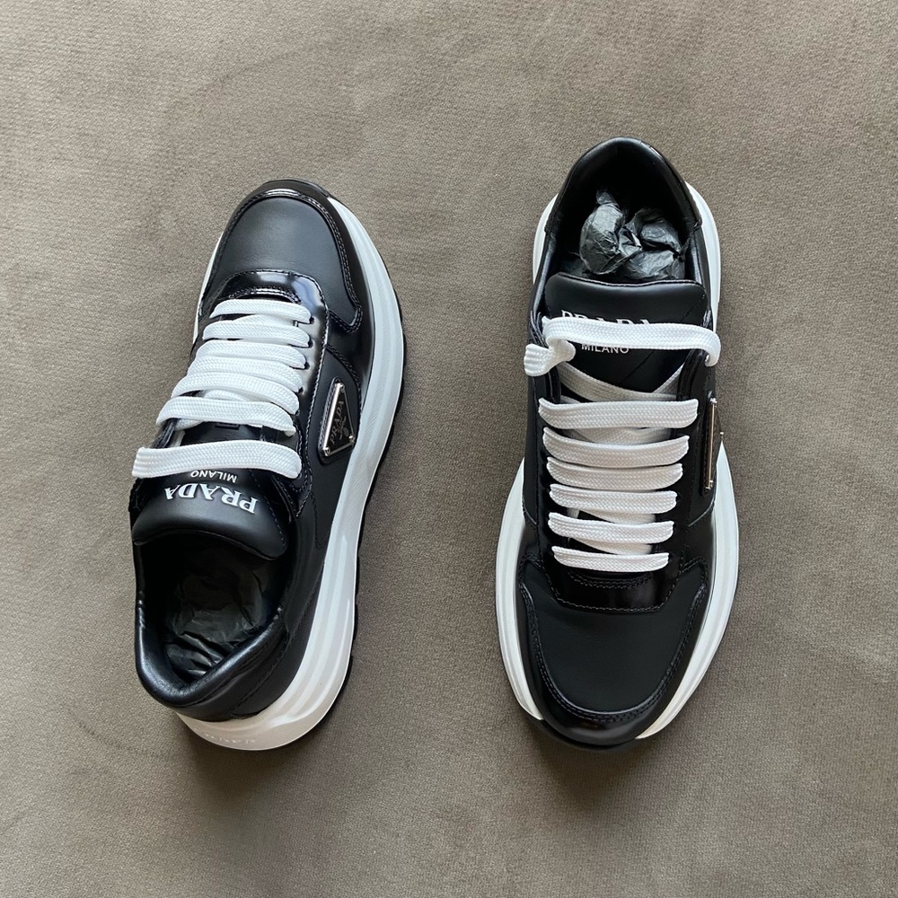 Prada Calzatire Donna Leather Lace-Up Sneakers - Picture 5 of 16